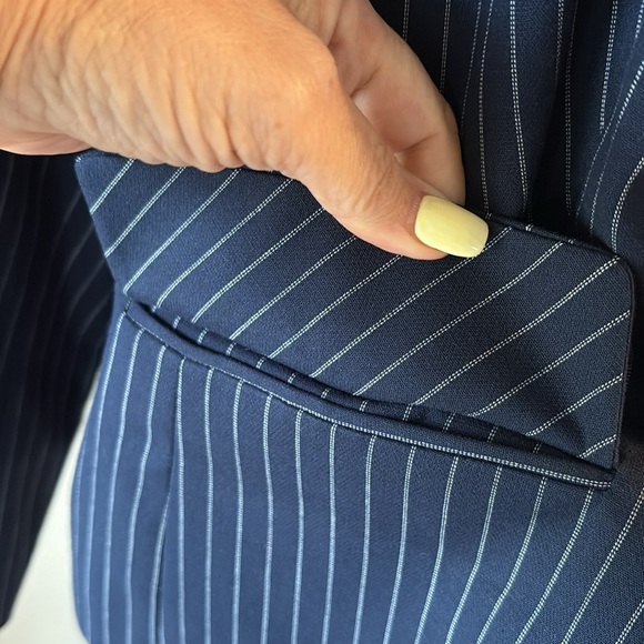 NWT Talbots Blue Pinstripe Blazer Professional Suit Jacket cotton stretch 18W - Picture 4 of 13